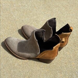 Stylish Gray and Tan Ankle Boots